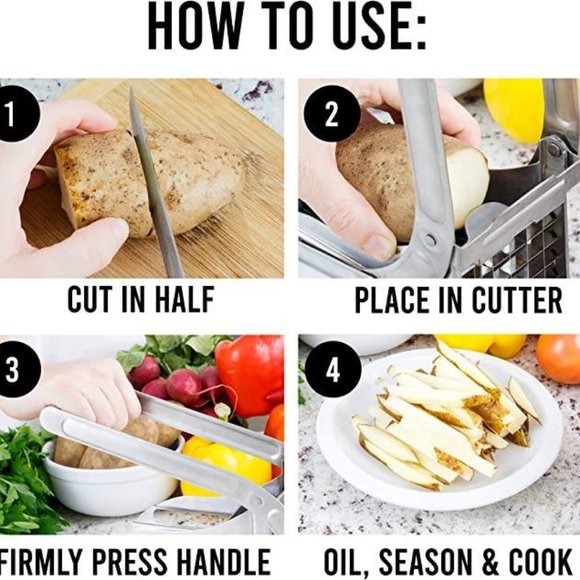 Stainless Steel Potato Chipper French Fries Slicer Chip Cutter Chopper Maker